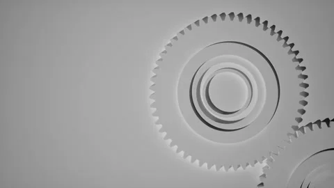 Abstract White Gears and Cogs, Industrial Minimalism Concept Stock Footage 331574773
