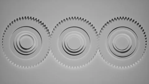 Abstract White Gears and Cogs, Industrial Minimalism Concept Stock Footage 331574828