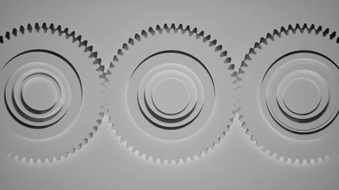 Abstract White Gears and Cogs, Industrial Minimalism Concept Stock Footage 331574881