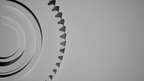 Abstract White Gears and Cogs, Industrial Minimalism Concept Stock Footage 331574978