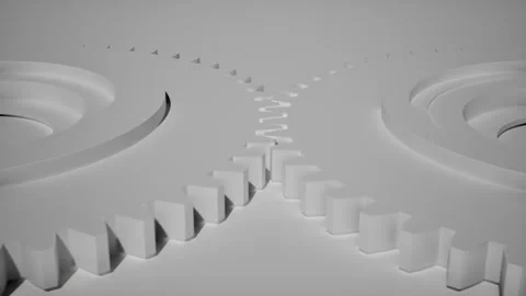 Abstract White Gears and Cogs, Industrial Minimalism Concept Stock Footage 331575072