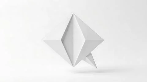 Abstract white geometric 3D shape floating on a clean minimal background Stock Photos