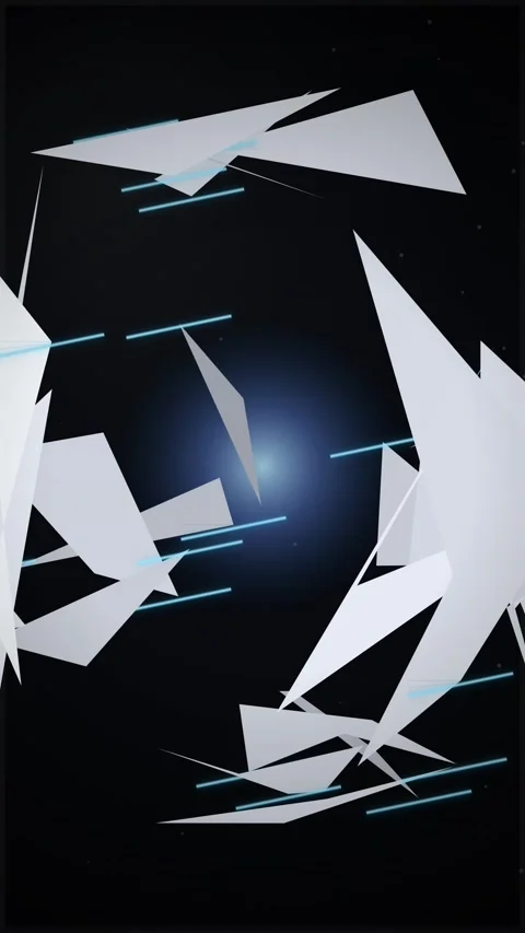 Abstract white geometric background elements on black digital canvas Stock Footage 345494709