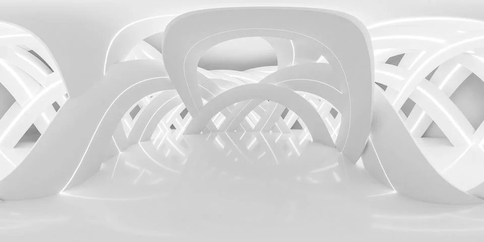 Abstract White Geometric Forms Creating a Symmetrical Pattern in an Art Stock Illustration