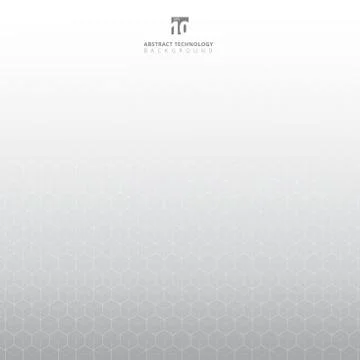 Abstract white geometric hexagons pattern molecule on gray background with co Stock Illustration