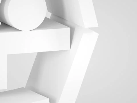 Abstract white geometric installation 3 d render 스톡 일러스트