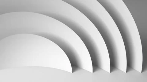 Abstract white geometric installation, rainbow shaped 3d object Stock Illustration