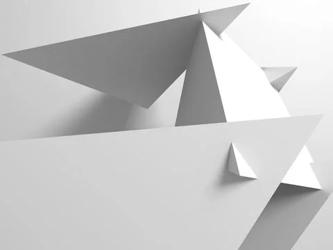 Abstract white geometric installation with soft shadows Ilustração Stock