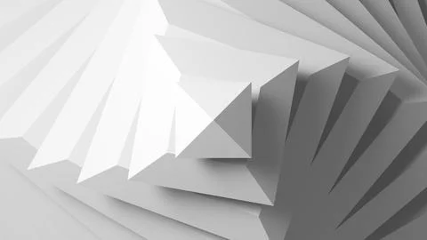Abstract white geometric installation, twisted parametric structure, 3d Illustrazione stock