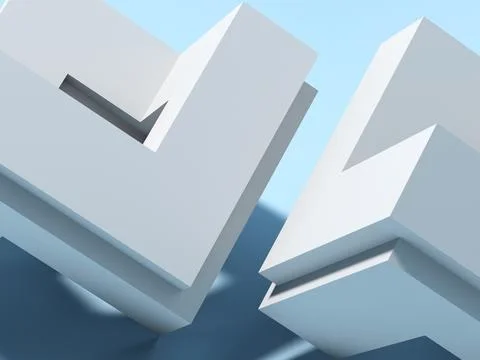 Abstract white geometric low-poly objects are over light blue wall Stock Illustration