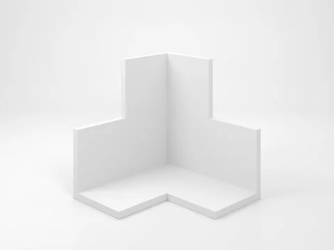 Abstract white geometric object, empty 3d corner イラスト素材