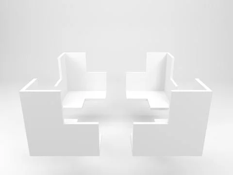 Abstract white geometric object in shape of corners Stock Illustration