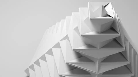 Abstract white geometric parametric structure, 3d render Illustrazione stock