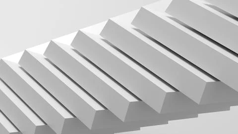Abstract white geometric pattern featuring repetitive 3D ridges Stock Illustration