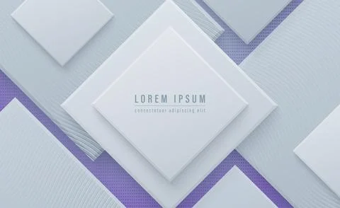 Abstract white geometric shape architectural composition with square shapes Stock Illustration
