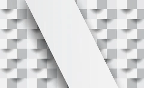 Abstract white geometric shape from gray cubes.Brick wall squares texture. Illustrazione stock