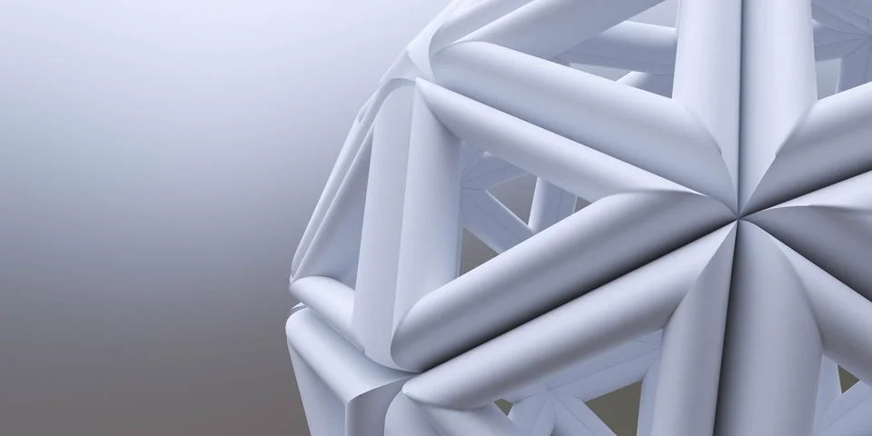 Abstract white geometric shape object with random pattern 3d render illustration Stock Illustration