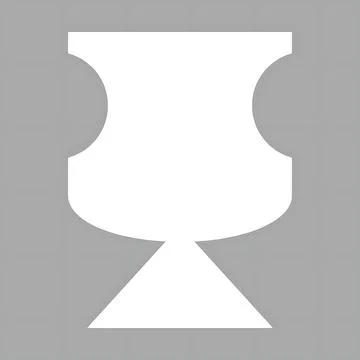 Abstract white geometric shape resembling a trophy or vase on a solid gray .. Stock Illustration