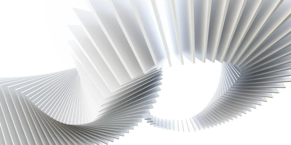 Abstract white geometric shape square cube sheets 3d render illustration Stock Illustration