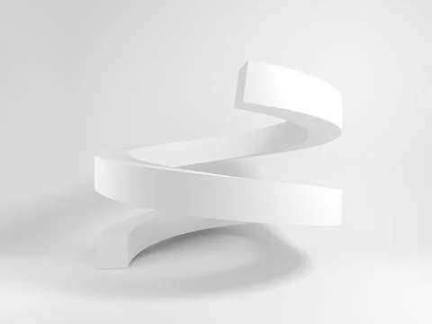 Abstract white geometric shape, square section spiral, 3d Stock Illustration