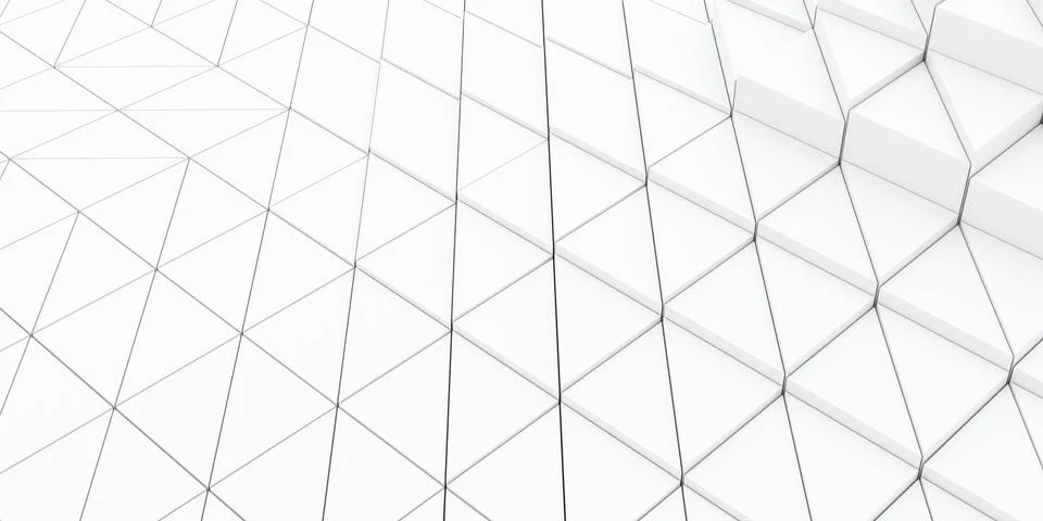 Abstract white geometric shape with triangular shape 3d render illustration Stock Illustration