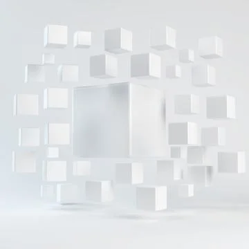 Abstract white geometric shapes from cubes Stock Illustration