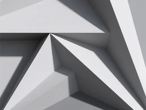 Abstract white geometric shapes shadow play design Illustrazione stock
