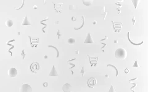 Abstract white geometric shapes for web design. 3d render Stock Illustration
