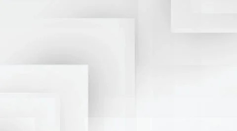 Abstract white geometric square background featuring layered shapes with soft sh Stock Illustration