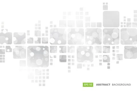 Abstract white geometric square border on gray blur bokeh background Stock Illustration