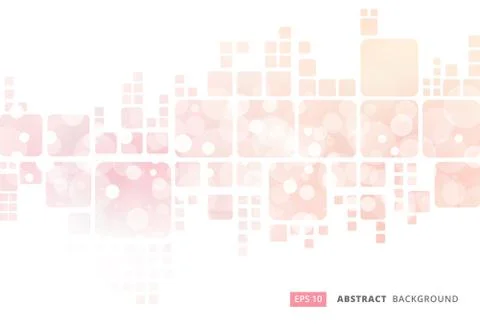 Abstract white geometric square border on pink blur bokeh background Stock Illustration