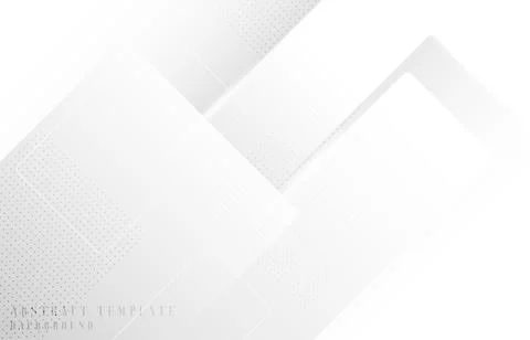 Abstract white geometric square template with halftone decorative. Stock Illustration