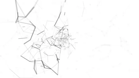 Abstract white geometrical background with moving black lines and dots. looping Stock Footage 87235652