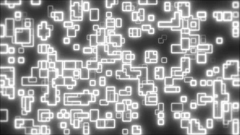 Abstract white glowing digital grid of rectangles and squares on a dark bac.. Stock Illustration