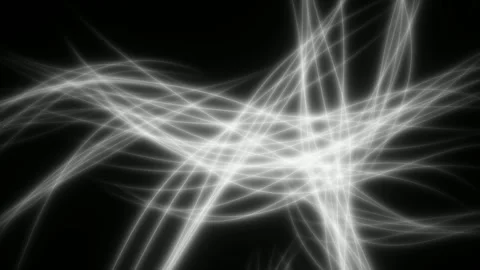 Abstract white glowing lines seamlessly looping animation on a black background Stock Footage 337669297