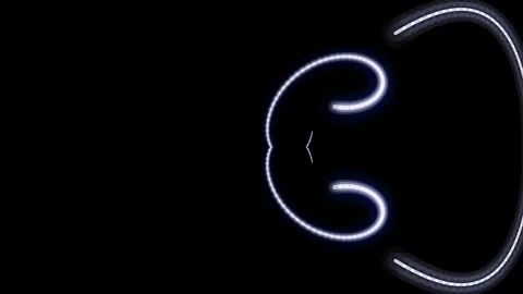 Abstract white glowing neon loops moving on a black background Stock Footage 339250127