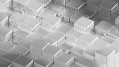 Abstract white gray metallic cubes background pattern wall 3D Projection Mapping Stock Footage 168210860