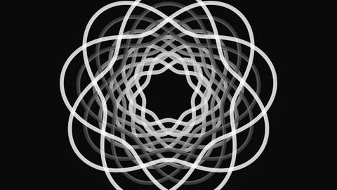 Abstract white grey intertwined lines on black background Ilustración de archivo