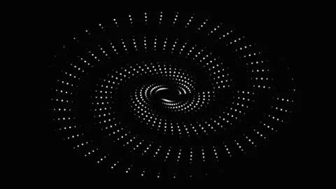 Abstract white halftone dot spiral rotating on black background Stock Footage 335938152