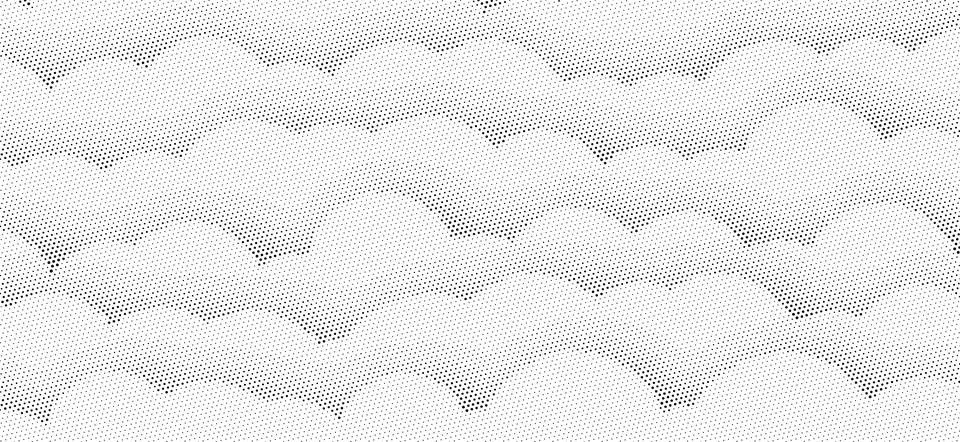 Abstract white halftone pattern background with curved gradient dots forming Illustrazione stock