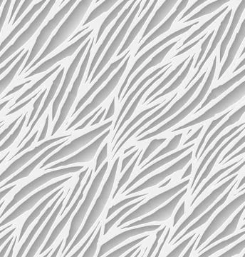 Abstract white hand-drawn waves seamless pattern background with shadow Illustrazione stock