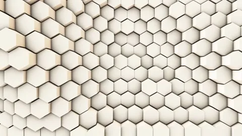 Abstract White Hexagonal Geometric Pattern, 3D Rendered Wall Texture Stock Footage 297013330