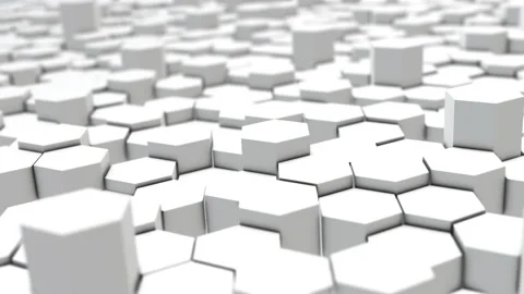 Abstract White Hexagonal Geometric Shape Random Moving Motion Background Stock Footage 149411848