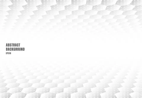 Abstract white hexagons pattern perspective background and texture with copy Stock Illustration