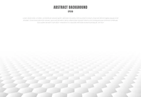 Abstract white hexagons pattern perspective background and texture with copy Stock Illustration