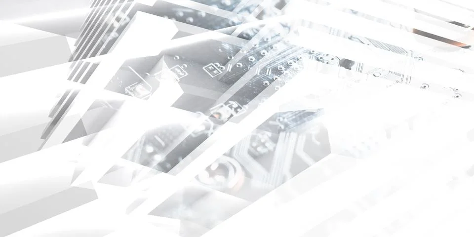 Abstract white high tech background. Mixed media with 3d Illustrazione stock