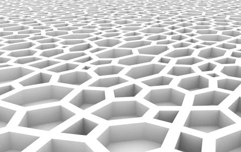 Abstract white honeycomb grid structure. 3d illustration,rendering  backgroun Stock Illustration