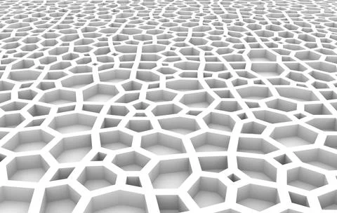 Abstract white honeycomb grid structure. 3d illustration,rendering  backgroun Stock Illustration