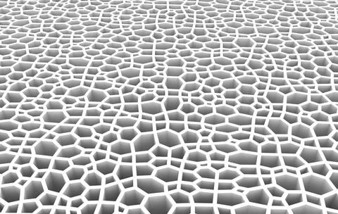 Abstract white honeycomb grid structure. 3d illustration,rendering  backgroun Stock Illustration