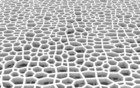 Abstract white honeycomb grid structure. 3d illustration,rendering  backgroun Illustrazione stock